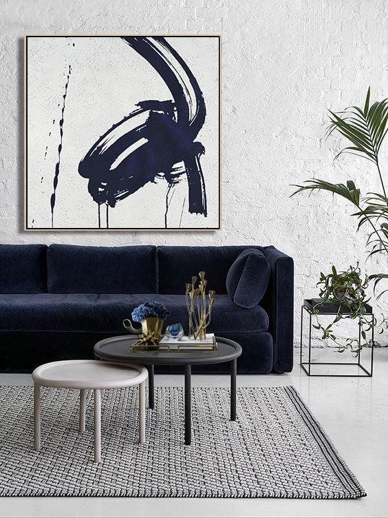 Navy Blue Minimalist Painting #NV183A - Click Image to Close